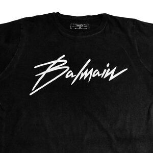 Vintage  Balmain Men's T shirt, Size M, Black and White, Made in Paris.